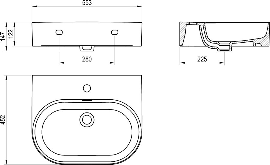 настенный умывальник Ceramic Slim Wall O