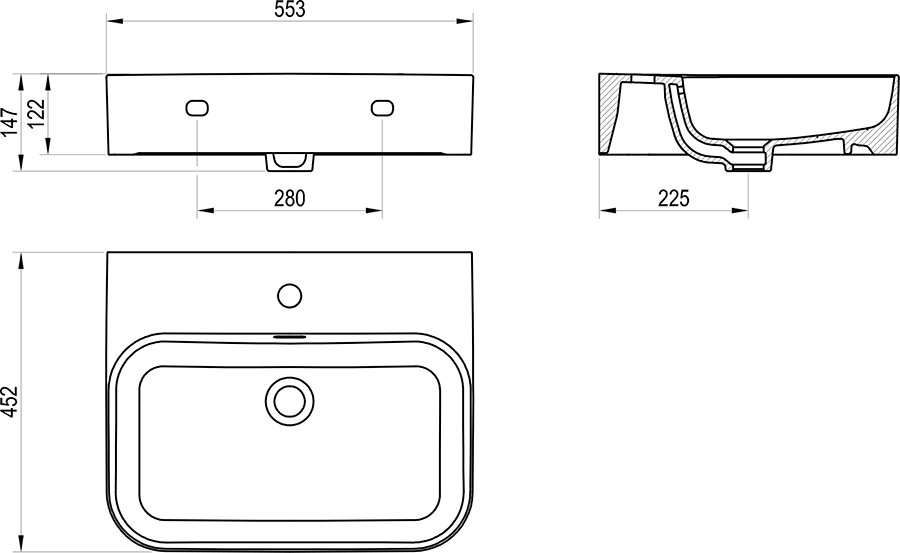 Умывальники Ceramic Slim Wall R