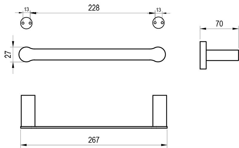 Держатель для полотенец Fold 25 cm