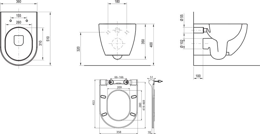 WC Uni Chrome RimOff наборе, включая сиденье SoftClose