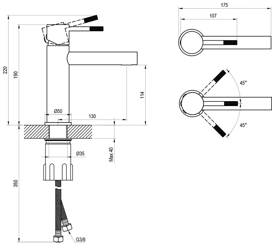 Смеситель для умывальника Nox NX 014.00