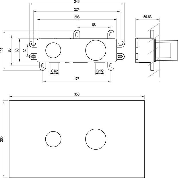 R-box Basin, встроенный механизм для смесителя скрытого монтажа