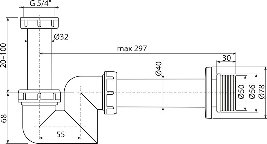 Сифон для биде DN 40