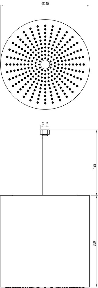 Потолочный верхний душ, цилиндр